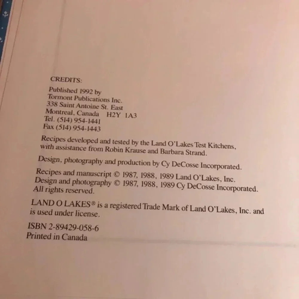 Vintage 1989 Land o Lakes TREASURY OF COUNTRY RECIPES cookbook